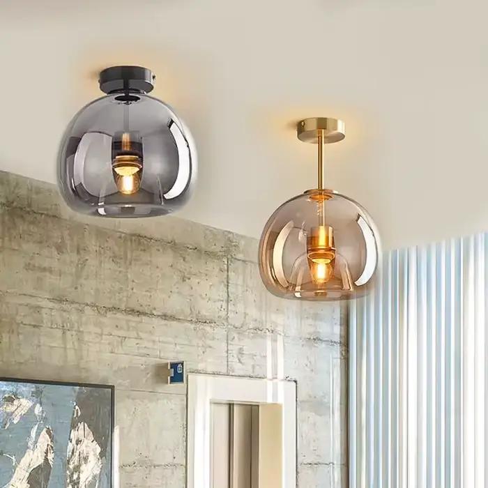 Plafonnier moderne nordique Cognac verre
