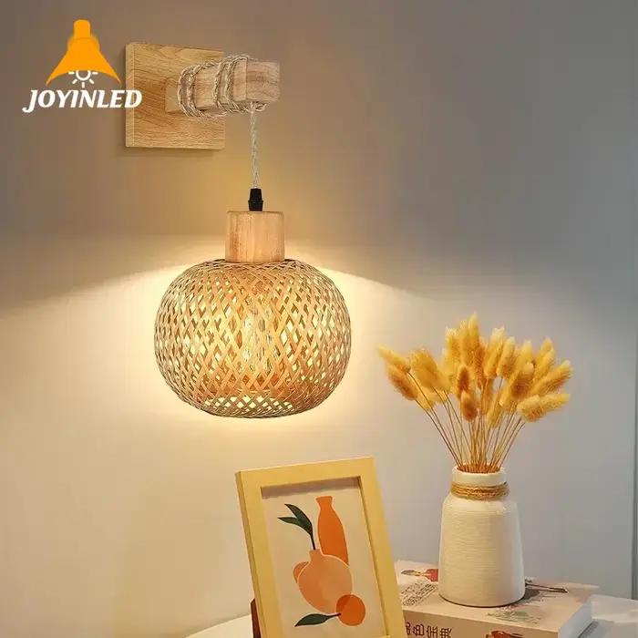 Applique murale de chevet en bambou rétro pour salon cuisine loft éclairage de décoration pour la maison moderne et confortable