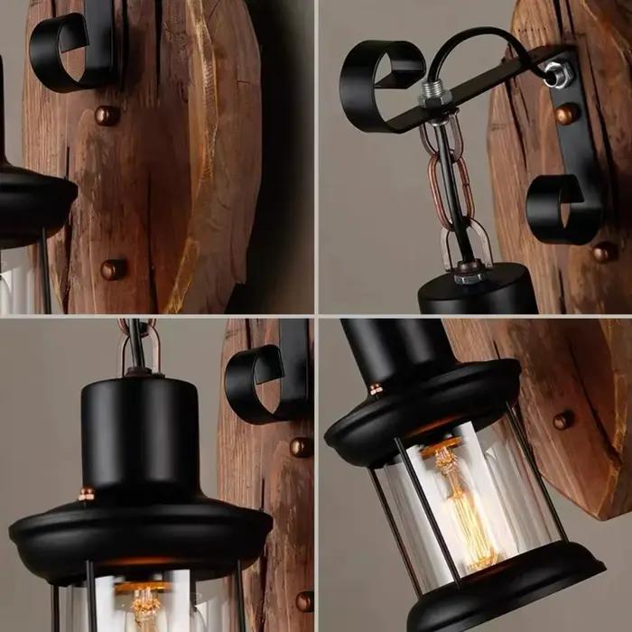 Applique murale Led en bois industriel