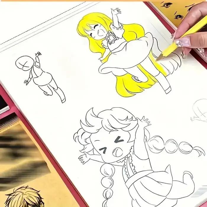 Livre de dessin au trait de personnages d'anime pour débutants – 48 pages de contours simples dessinés à la main pour le traçage et la pratique de la peinture