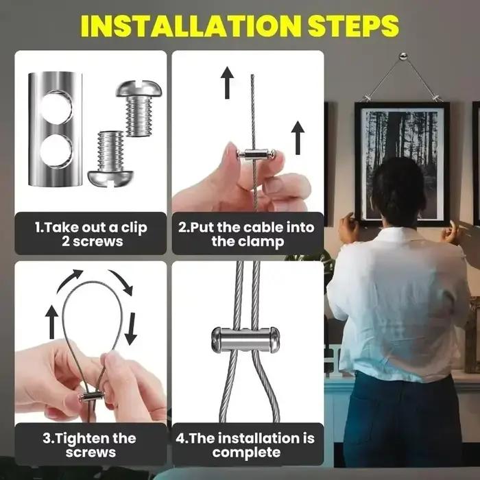 Pinces à câbles métalliques en acier, vente en gros, serre-câble de Suspension à Double trou, réglage de vis transversale, fixation de verrouillage télescopique, Clips en cuivre