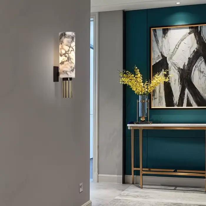 Nouveau Rétro LED marbre applique Simple luxe hôtel salon couloir chambre chevet éclairage décoratif