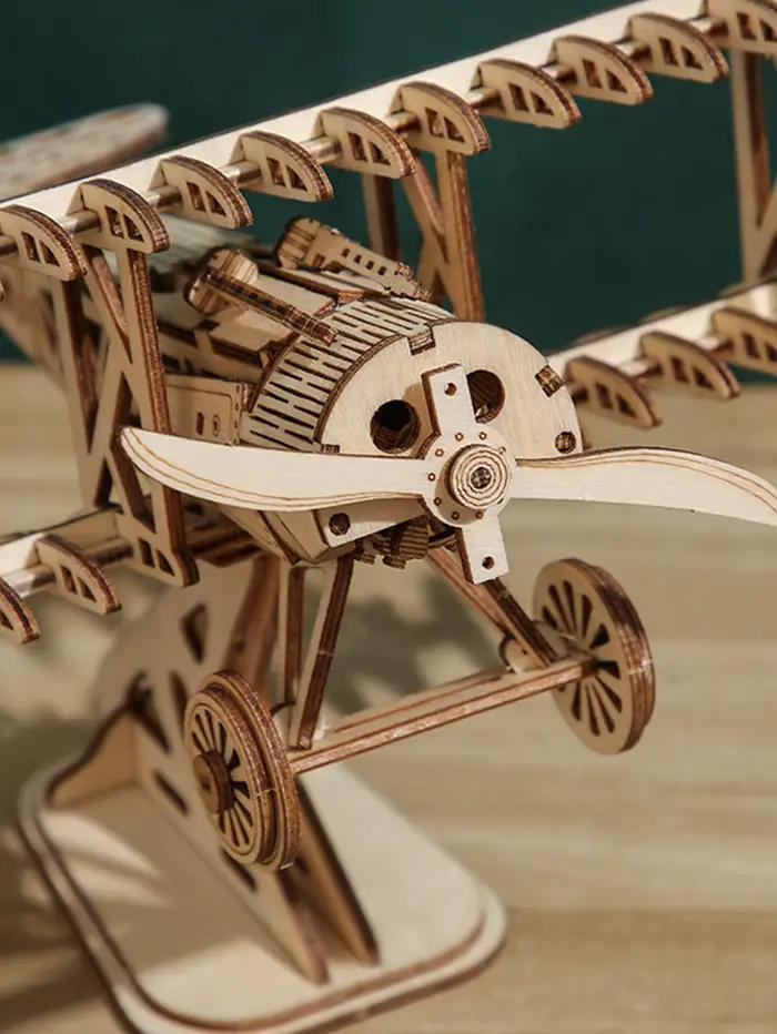 Puzzle 3D en bois, bricolage artisanal, kits de modèles biplan, cadeaux faits à la main