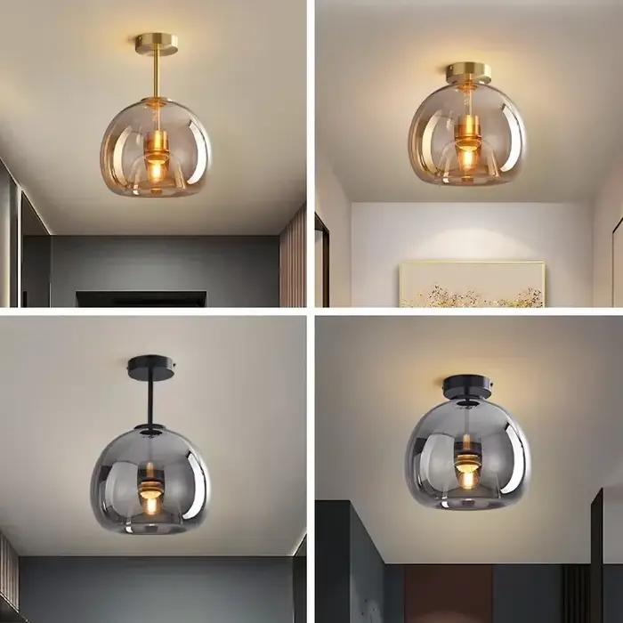 Plafonnier moderne nordique Cognac verre