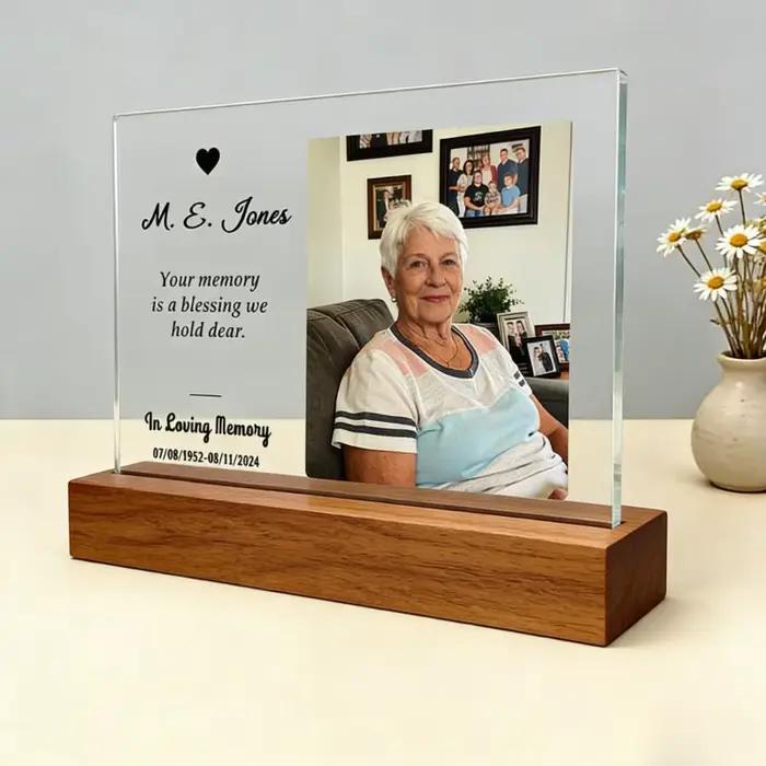 Lampe en acrylique personnalisée avec portrait photo, veilleuse personnalisée, base en bois transparente, lampe à photo, cadeau attentionné, cadeau pour la fête des enseignants