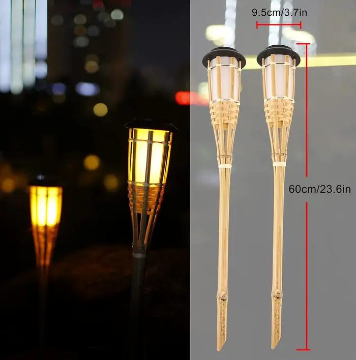 Lampes solaires LED effet flamme lampe artisanat bambou étanche éclairage de jardin Torches de pelouse cour paysage lumière extérieure