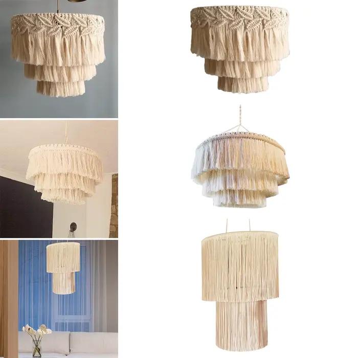 Abat-jour en macramé, suspension Boho