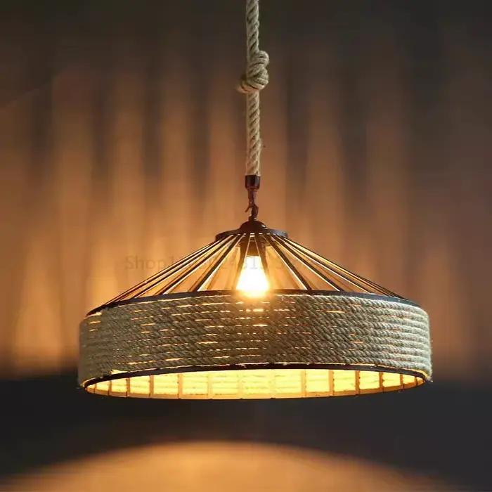 Lampe suspendue classique en corde de chanvre