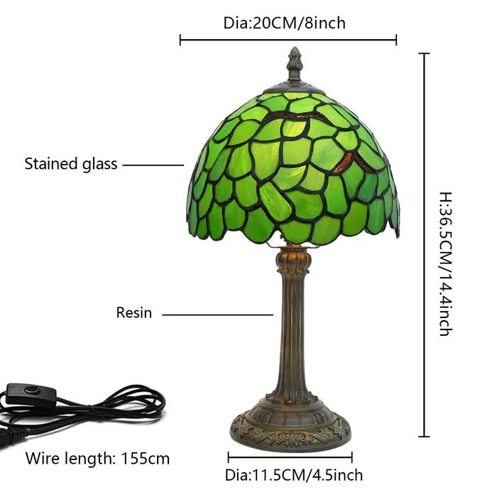 Lampe Tiffany en vitrail motif feuille verte