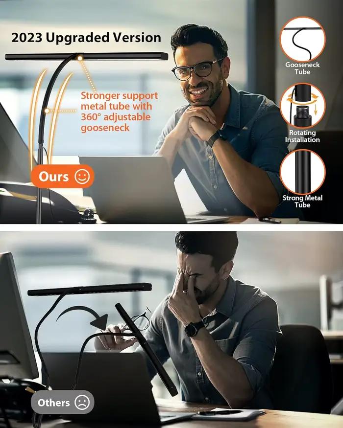 Lampe de bureau LED à intensité variable avec pince