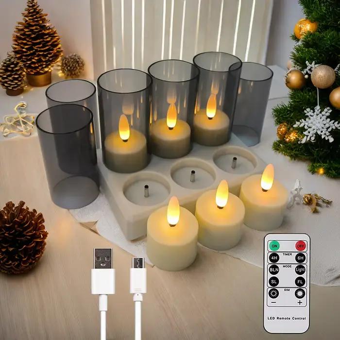 Bougies LED rechargeables sans flamme pour décoration intérieure, lampe à bougie avec télécommande, pour Noël, Halloween, mariages et toutes occasions spéciales