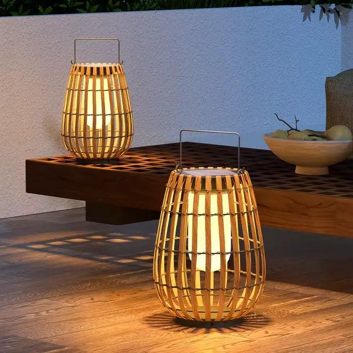Lampes solaires LED lampadaire extérieur étanche énergie solaire Imitation rotin lampe d'ambiance décor à la maison Villa porte jardin cour