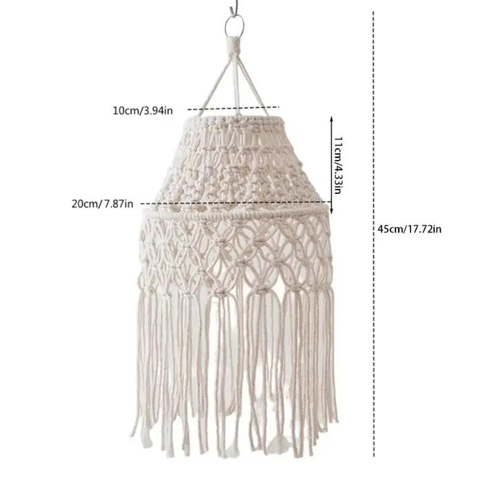 Abat-jour en macramé avec ULen coton bohème