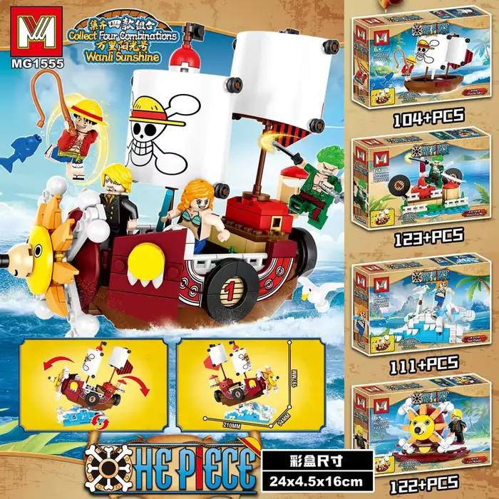 Blocs de construction de bateau pirate One Piece Wanli, bateau à voile, ensemble de briques de bateau pirate de dessin animé, jouets pour enfants, cadeaux de Noël