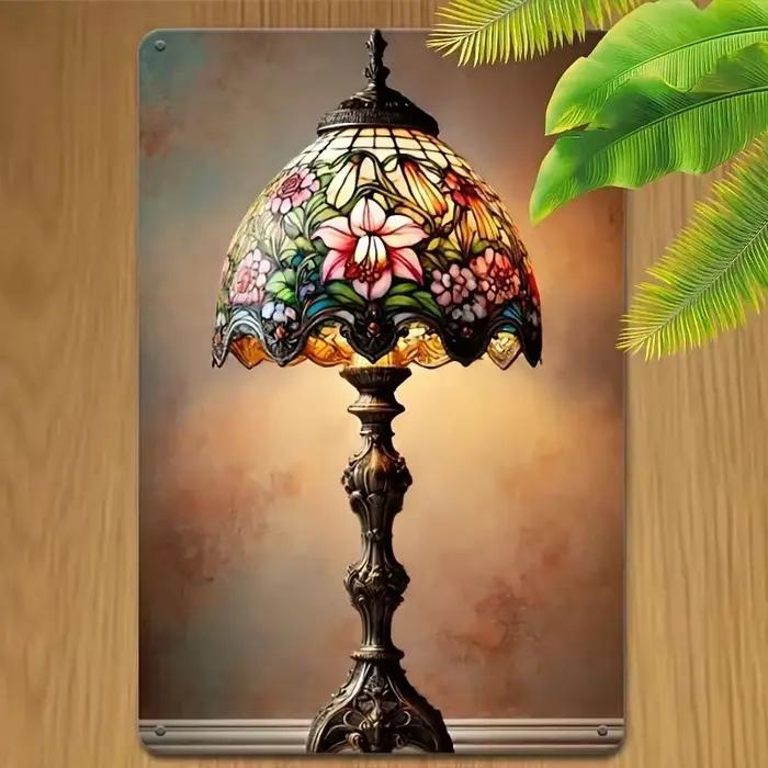 Lampe en verre teinté style Tiffany vintage
