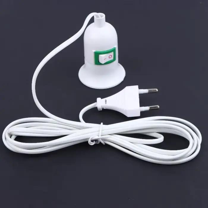Support de lumière suspendu pour plantes d'intérieur E27, support de lampe de jardin avec câble de 3/5/10 mètres, prise ue avec interrupteur marche/arrêt