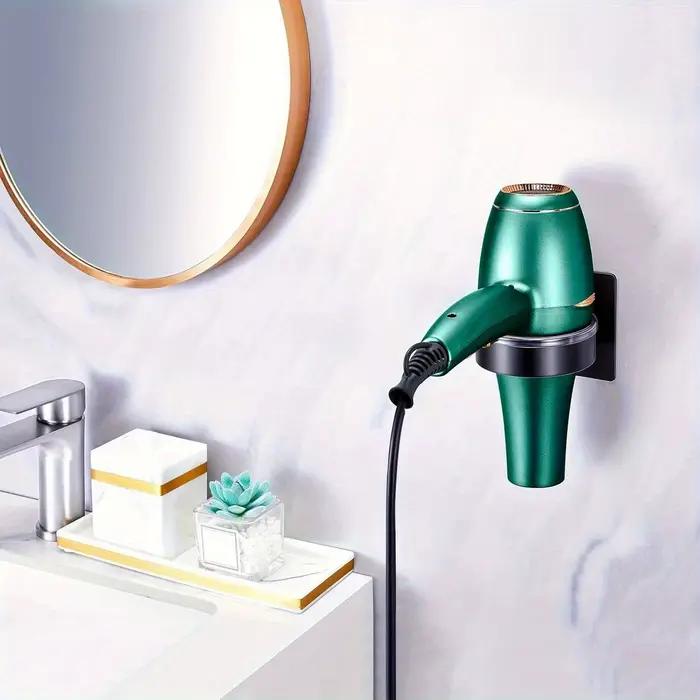 Support mural pour sèche-cheveux, 1 pièce, pour salle de bain, installation sans perçage, support pour sèche-cheveux