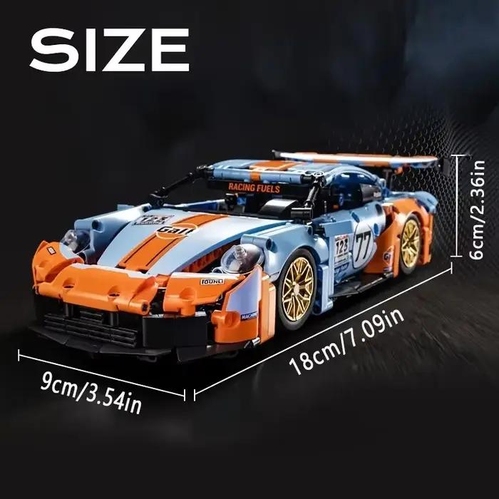465 pièces de blocs de construction de modèles de voitures de course bleues, blocs de construction éducatifs créatifs conçus pour les jeunes et les adultes