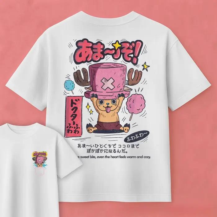 T-shirt One Piece Tony Tony Chopper Anime pour Hommes et Femmes, Motif Chibi Mignon, Coton, Décontracté, Streetwear, Top Fan
