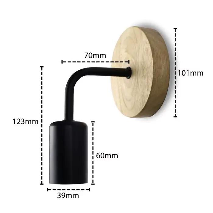 Applique murale rétro en bois E27 220V 110V