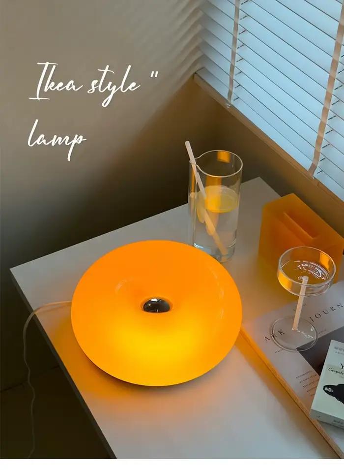 Applique murale en forme de beignet rétro élégante pour chambre à coucher salon bureau ambiance lampe de table orange blanc matériaux pierre de verre gravée bronze