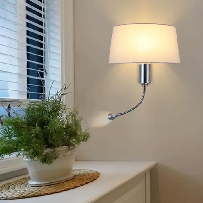 Lampe murale LED nordique en tissu pour chevet