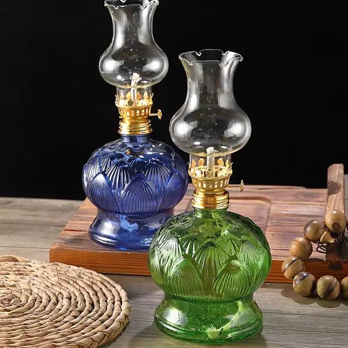 Lampe à huile à grande chambre en verre transparent pour décoration intérieure nostalgie style rétro élégant pour diverses occasions à offrir