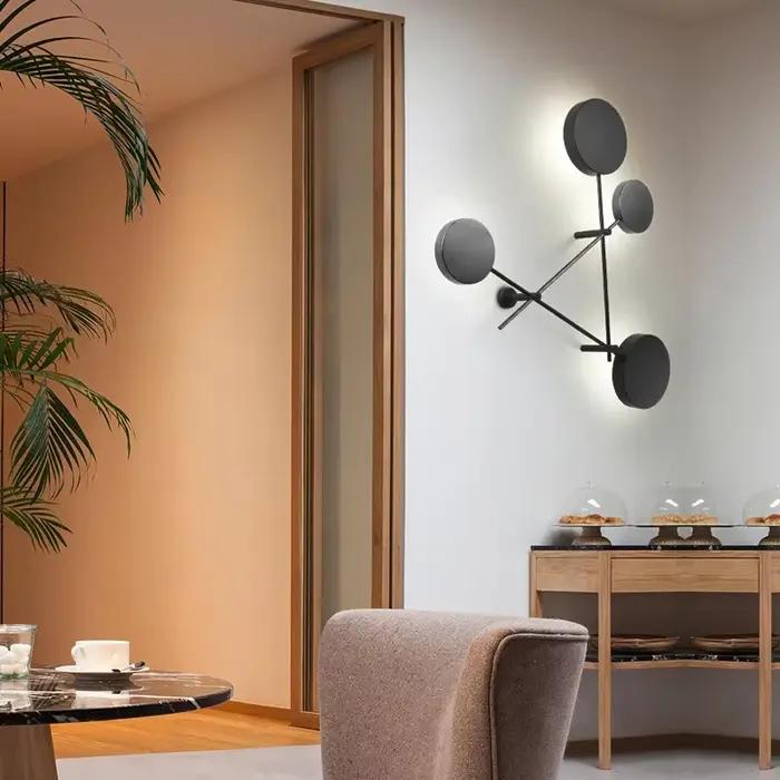 Applique murale LED ronde en fer noir style nouveau classique post-moderne pour chambre à coucher loft cuisine salle à manger entrée étude élégante et sophistiquée
