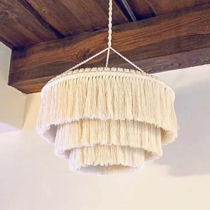 Abat-jour en macramé, suspension Boho
