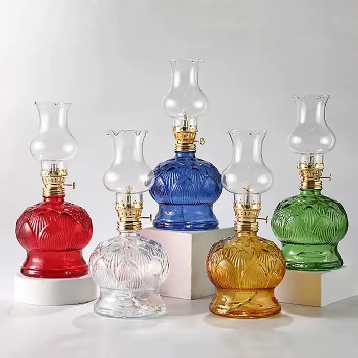 Lampe à huile à grande chambre en verre transparent pour décoration intérieure nostalgie style rétro élégant pour diverses occasions à offrir
