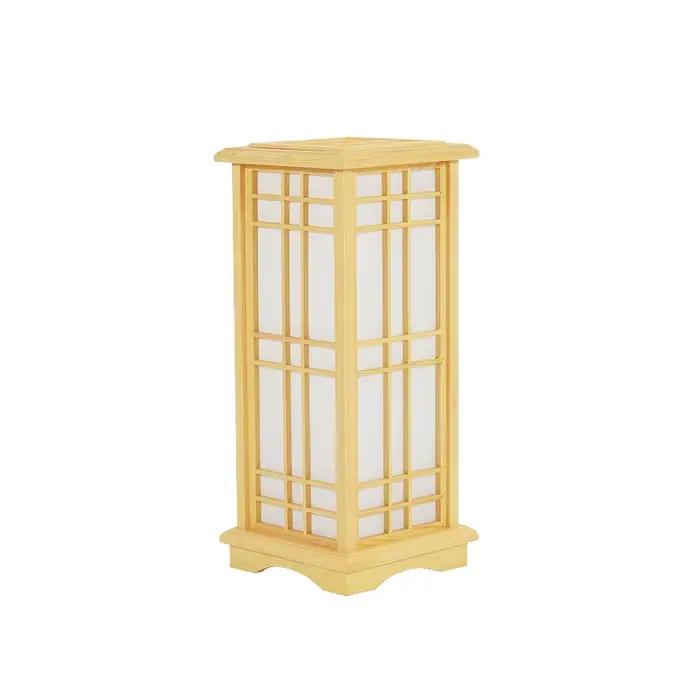 Lampadaire LED en bois de forme carrée de style hypothécaire ami japonais moderne