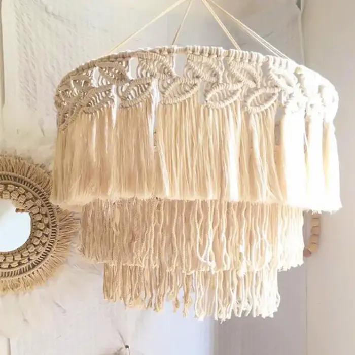 Abat-jour en macramé, suspension Boho