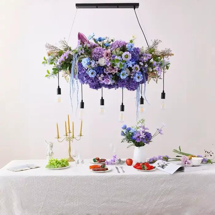 Counter de Bar violet Led lustre créatif Restaurant décoration lumière magasin de fleurs fenêtre Sunroom cour plafonnier élégant