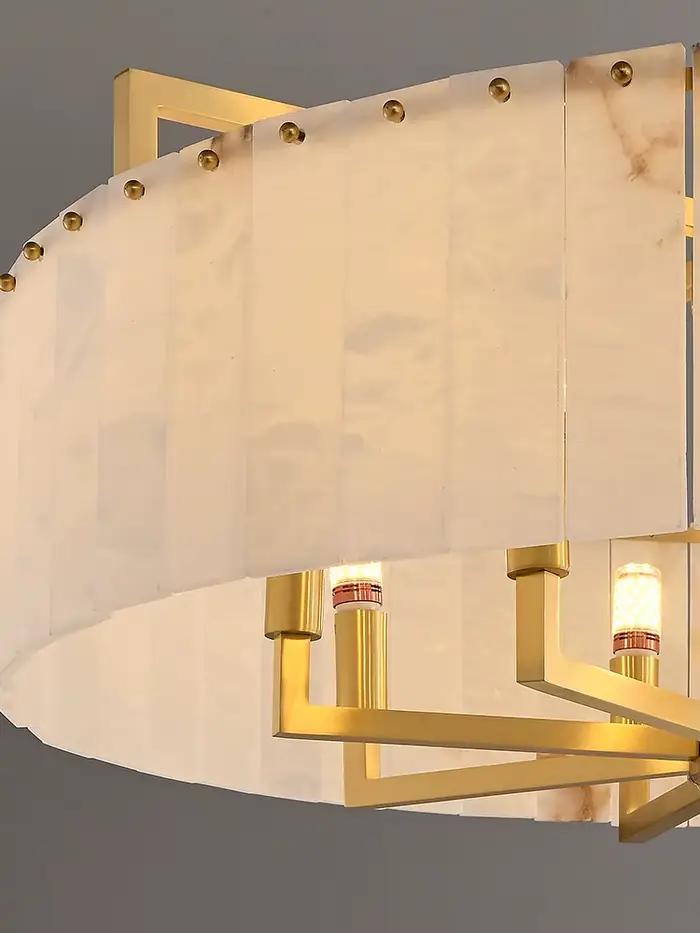 Lampe suspendue en laiton et marbre américain