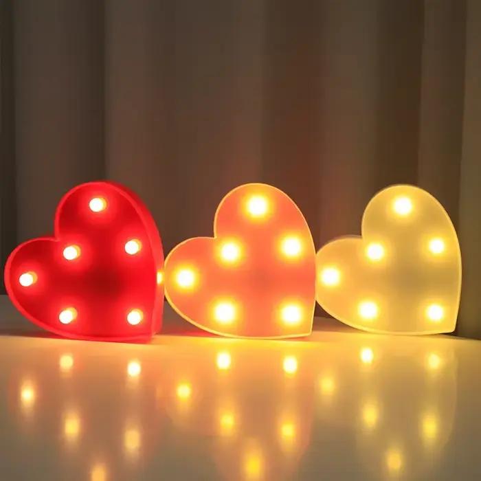 Proposition romantique de Saint-Valentin 3D AMOUR LED lettre signe veilleuse coeur chapiteau lampe de table lanternes lampe pour mariage de Noël