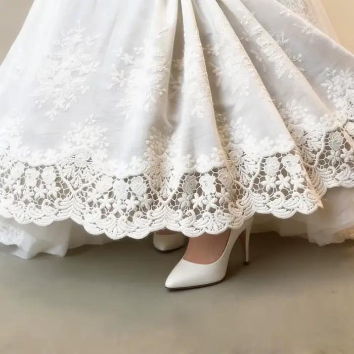 1 Yard de dentelle florale brodée blanche ajourée, garniture de tissu pour robe, abat-jour, accessoires, couture DIY, réparation, 36 cm de large