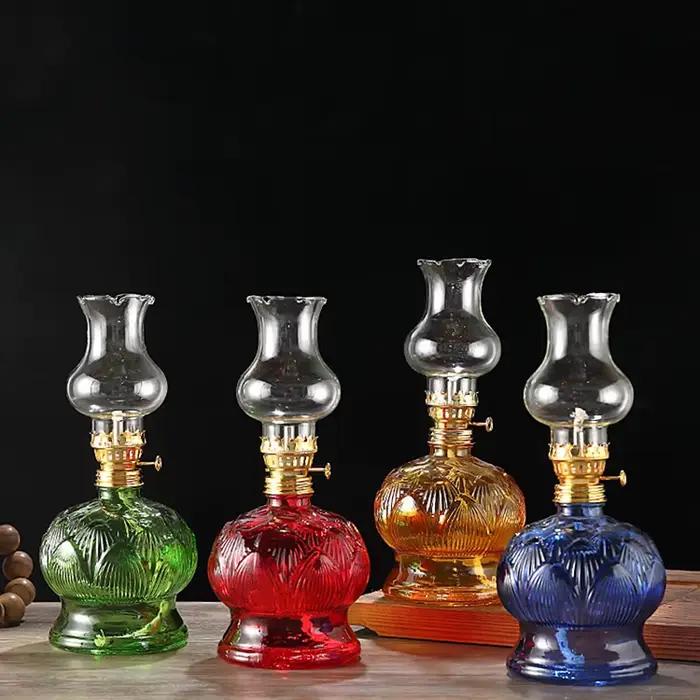 Lampe à huile à grande chambre en verre transparent pour décoration intérieure nostalgie style rétro élégant pour diverses occasions à offrir