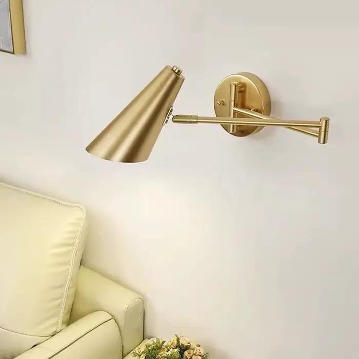 Lampes murales LED à bras long pivotant réglable moderne lecture interne applique murale rétractable pliante interrupteur de chevet domestique lumière de décoration