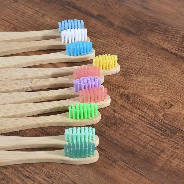Enfants 10 pièces brosse à dents en bambou coloré poils en Nylon brosse à dents de peinture écologique enfants Arosse a Dent Bambou dent végétalienne dentaire