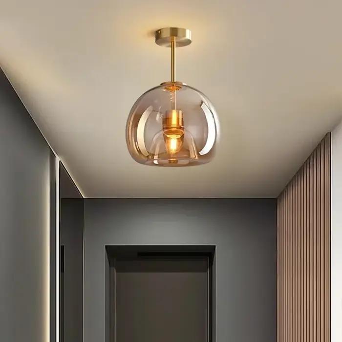 Plafonnier moderne nordique Cognac verre