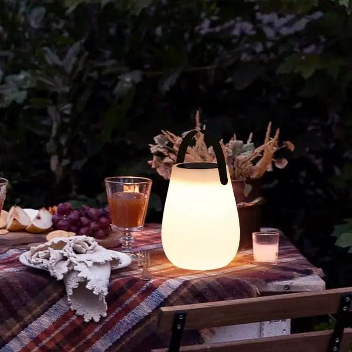 Lanterne LED solaire pour camping en plein air, batterie aste USB, lampe de table PE sans fil avec poignée en silicone, 62