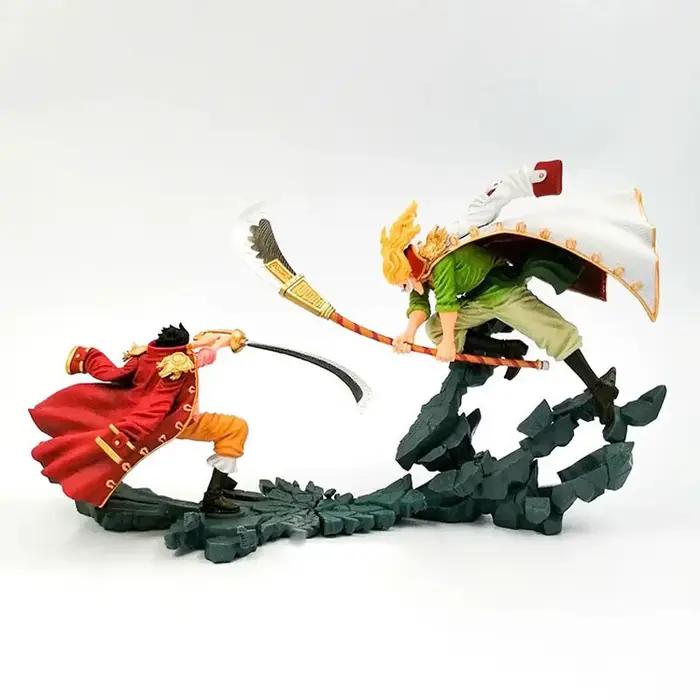 Anime une pièce figurine de combat Gol D Roger VS Edward Newgate barbe blanche modèle d'action scène Collection Figuras jouets Statue cadeau