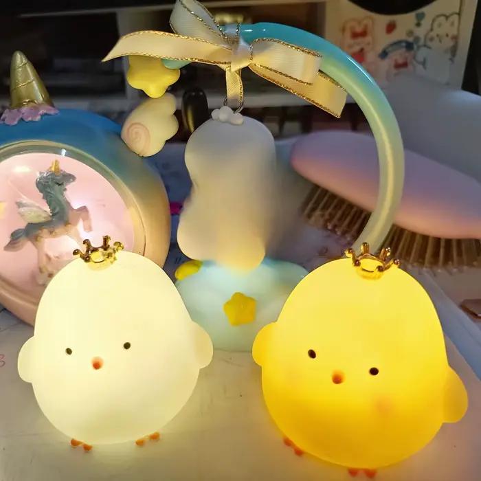 Couronne poussin veilleuse chambre décoration mignon dessin animé Animal veilleuse cadeaux de noël pour chambre d'enfants chevet lampe de couchage