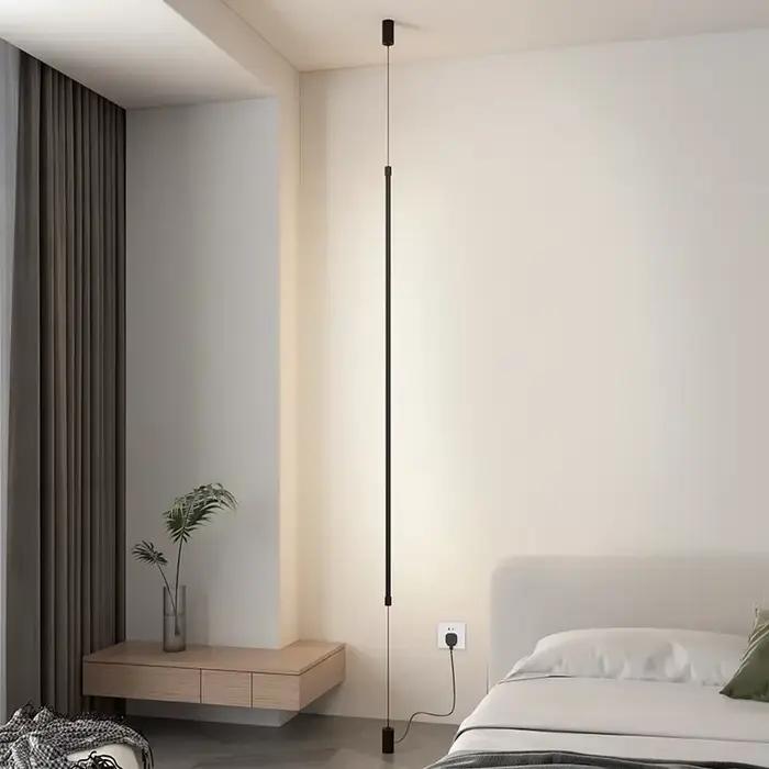 Lampe de sol LED moderne 120cm noir pour salon chambre à coucher salle à manger élégante et pratique pour éclairer et décorer maison ambiance sophistiquée