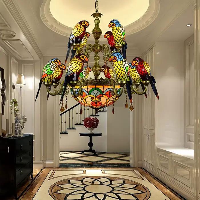 Art déco Tiffany perroquet concepteur Lustre