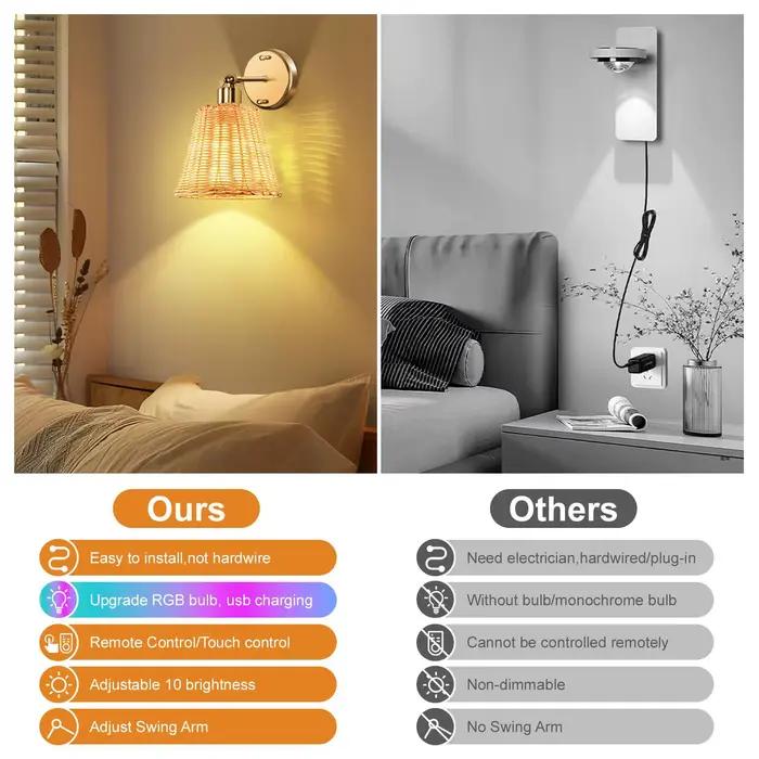 Lampe murale moderne en osier tressé