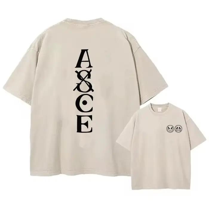 T-shirt imprimé One Piece Anime délavé pour homme, streetwear hip-hop, tee-shirt graphique oversize à manches courtes pour femme, haut décontracté Harajuku d'été
