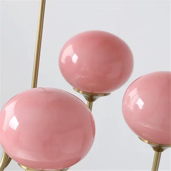 Lustre en verre rose, style médiéval Bauhaus, pour salon, chambre de fille, charmante lampe argentée et dorée, luminaire suspendu vintage pour table à manger