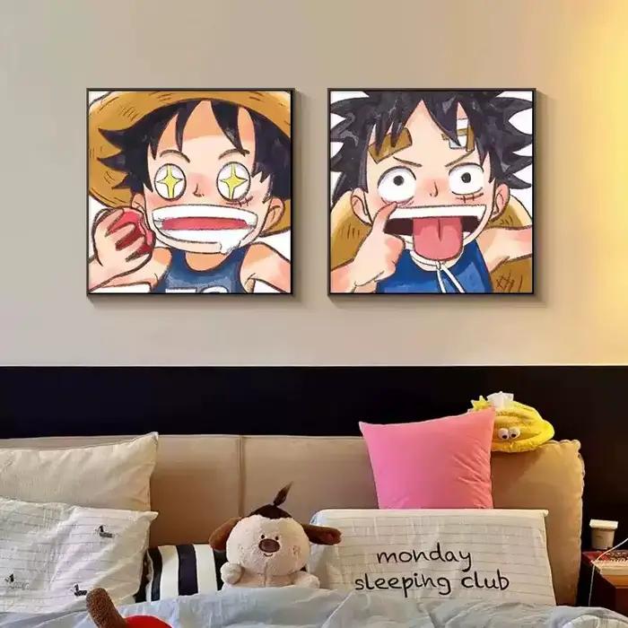 Poster de dessin animé One Piece Luffy Chopper Zoro, décoration murale pour chambre d'enfant et dortoir