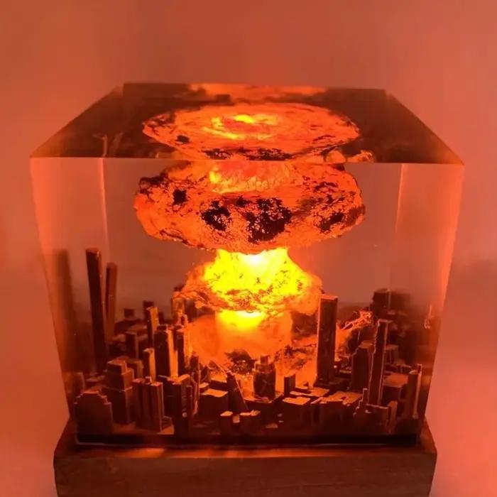 Lampe Volcan Rechargeable en Résine 3D